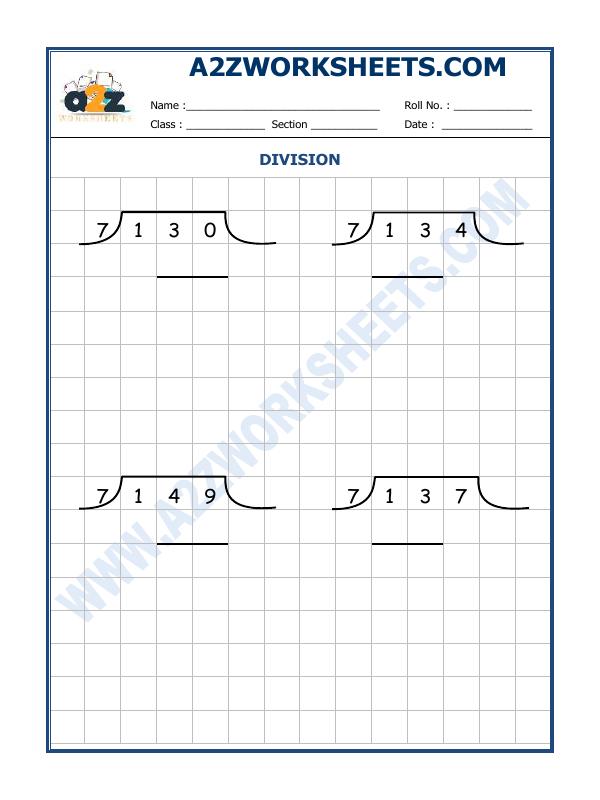 A2zworksheets Worksheet Of Division By 7 6 Division Maths