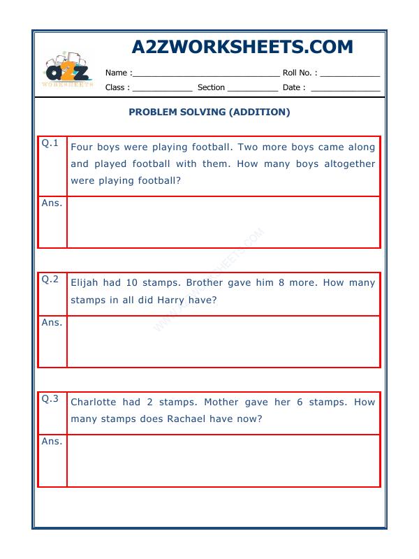 A2Zworksheets:Worksheet of Addition Word Problems - 01-Addition-Maths