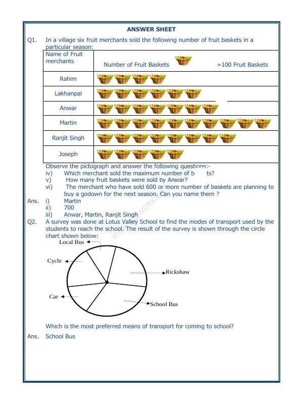 A2Zworksheets:Worksheet of Data Handling-02-Data Handling-Maths