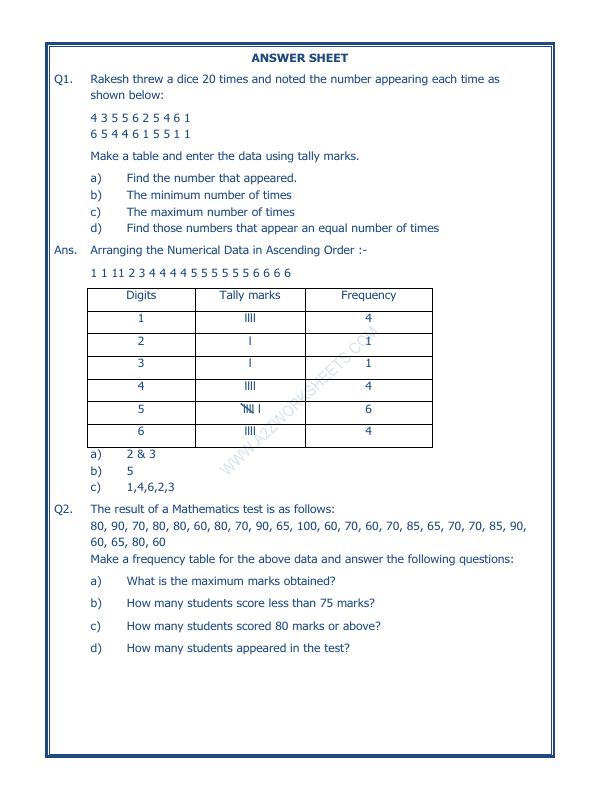 A2Zworksheets:Worksheet of Data Handling-05-Data Handling-Maths