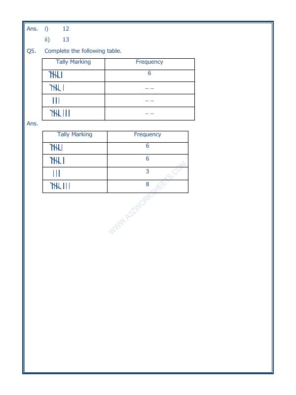 A2Zworksheets:Worksheet of Data Handling-05-Data Handling-Maths