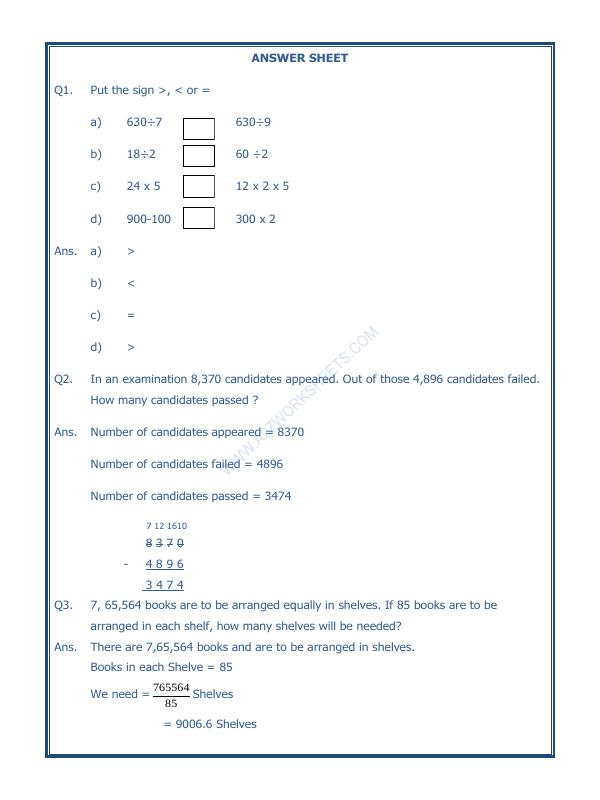 A2Zworksheets:Worksheet of Operations On Large Numbers-06-Numbers-Maths