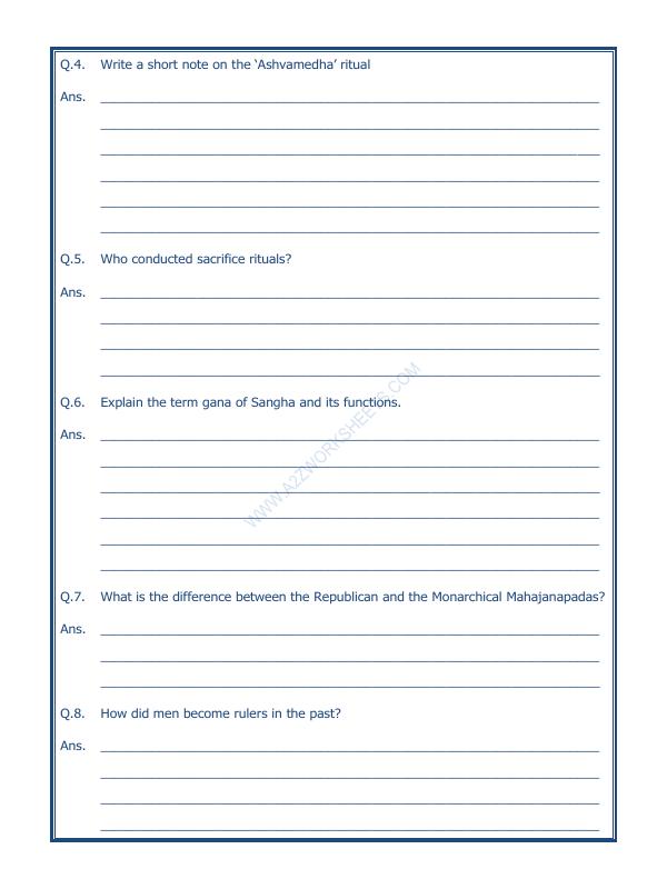 A2Zworksheets:Worksheet of Kingdoms Kings And An Early Republic 08 Our