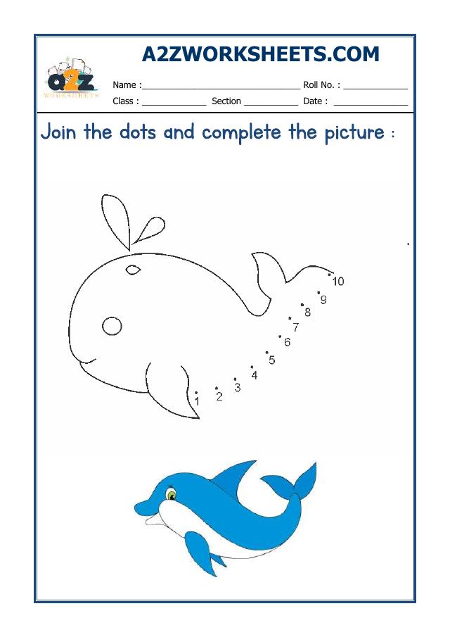A2Zworksheets:Worksheet of Nursery Join The Dots And Complete The