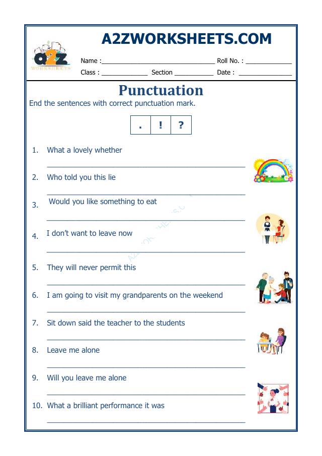 A2ZworksheetsWorksheet of ClassIvEnglish Punctuation Worksheet05