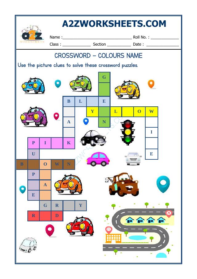 Class I- Crossword -Colours Name