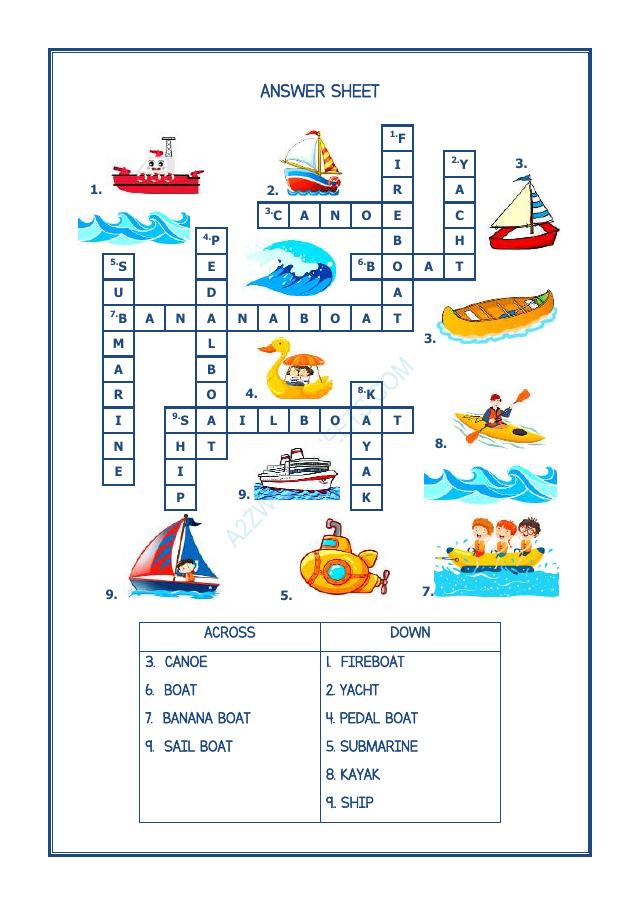 A2Zworksheets:Worksheet of Class Ii- Crossword - Water Transport ...