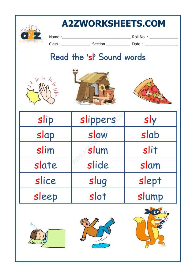 English Phonics Sounds - 'Sl' Sound Words