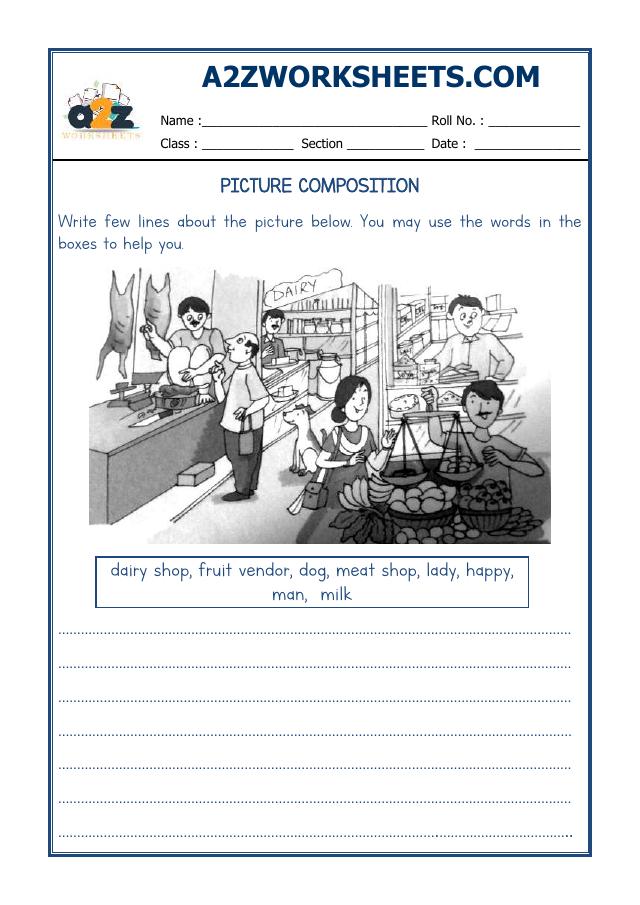 A2ZworksheetsWorksheet of ClassVPicture Composition07WritingEnglish