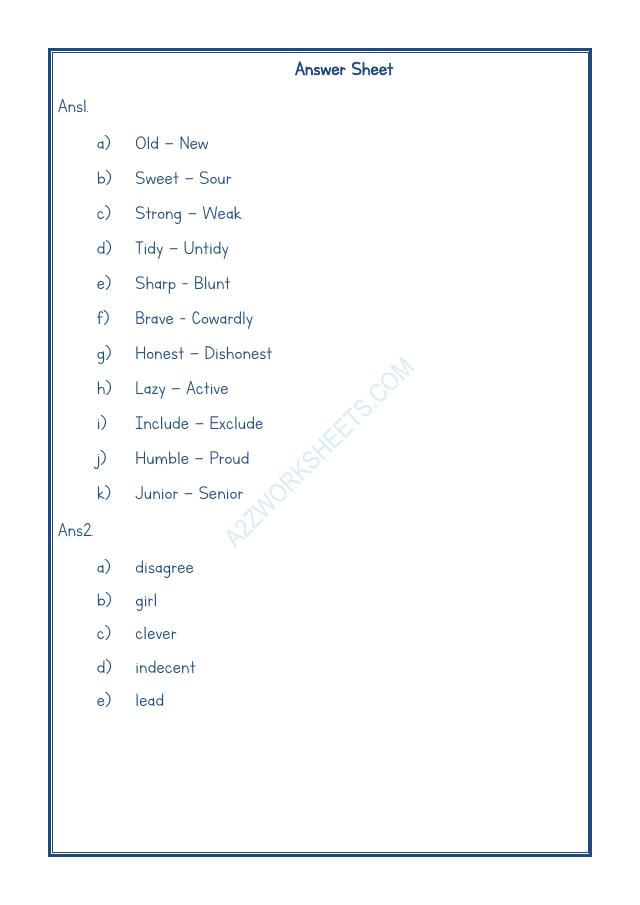 A2Zworksheets:Worksheet of Class-Iv-Antonyms-01-Grammar-English