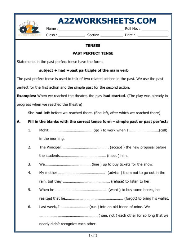 A2Zworksheets:Worksheet of Tenses-04-Grammar-English