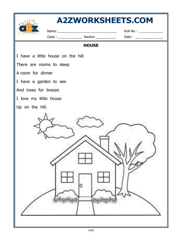 A2Zworksheets:Worksheet of House-My Home and Places in Our ...
