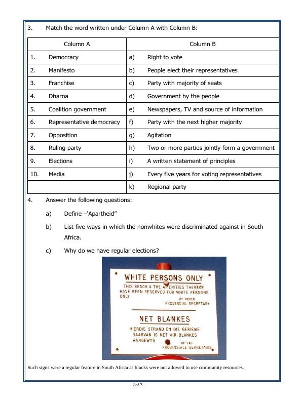 A2ZworksheetsWorksheet of Key Elements Of A Democratic Government