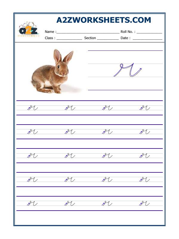 A2Zworksheets:Worksheet of English Cursive Writing - Alphabet R-Writing ...