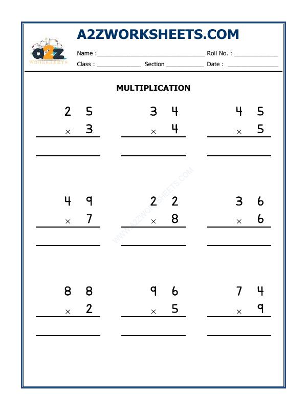 A2Zworksheets:Worksheet of Multiplication-01-Multiplication-Maths