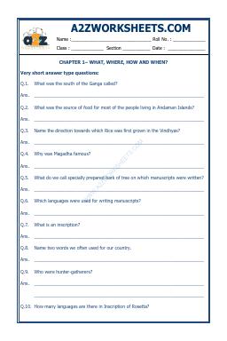 A2Zworksheets:Worksheet of what-where-how-and-when