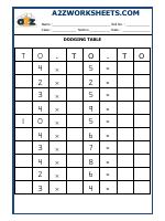 A2Zworksheets:Worksheet of dodging tables